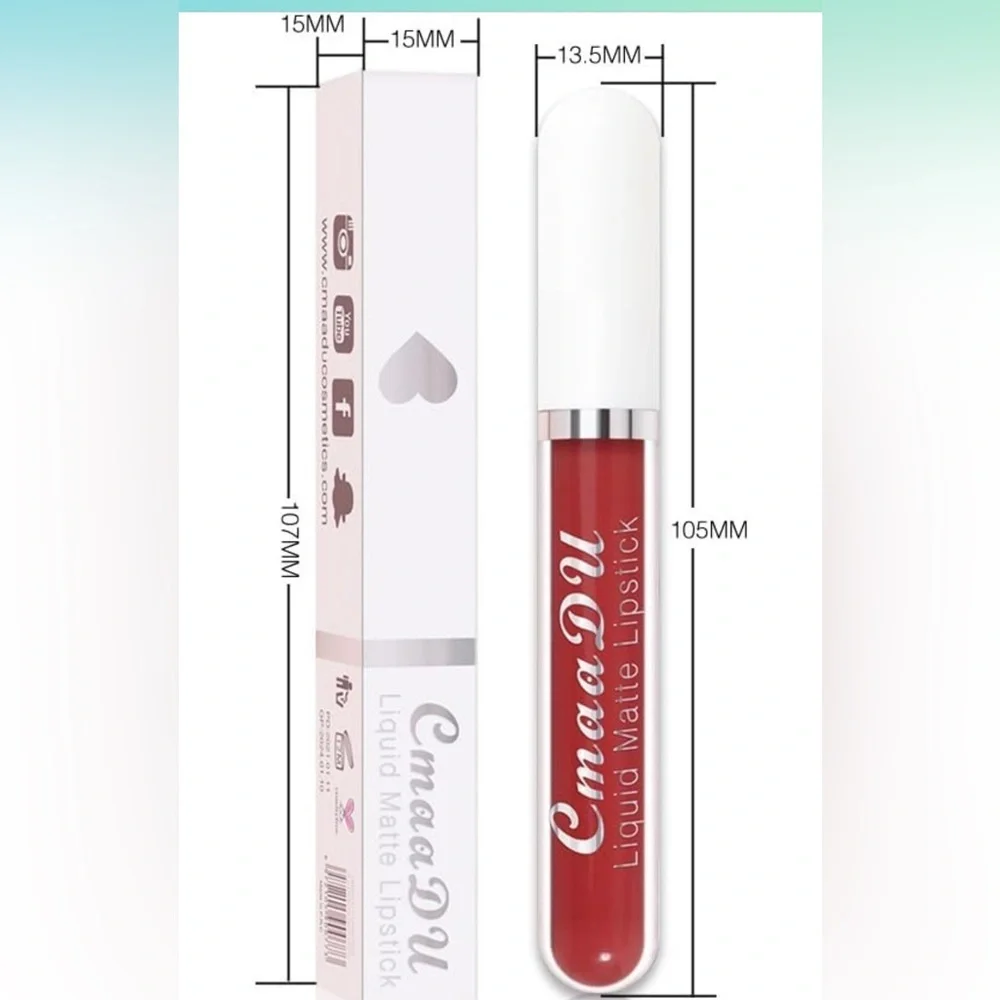 CmaaDu (7) Rose Red Liquid Matte Lipstick. 24 Hour Lips.  #07